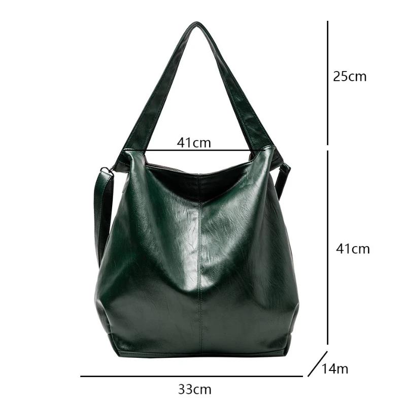 Big Black Shoulder Bags for Women Large Hobo Shopper Bag Solid Quality Soft Leather Crossbody Handbag Lady Travel Tote Bag