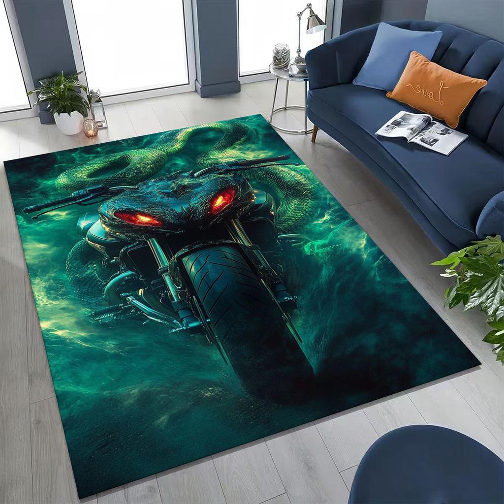Alfombra Decorativa Personalizada para Motociclista, Motocicleta, Arte, para Dormitorio, Sala de Estar, Sofá, Felpudo de Entrada del Hogar, Alfombra de Piso Grande Antideslizante para Niños