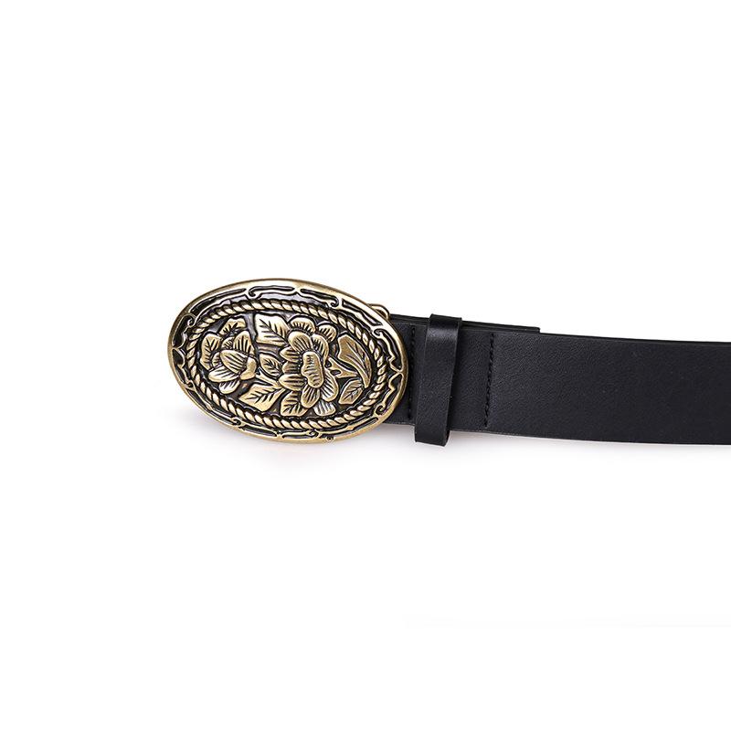 Spring New Independent Station Women's Retro Tang Straw Buckle Belt Fashionable Versatile Women's Belt