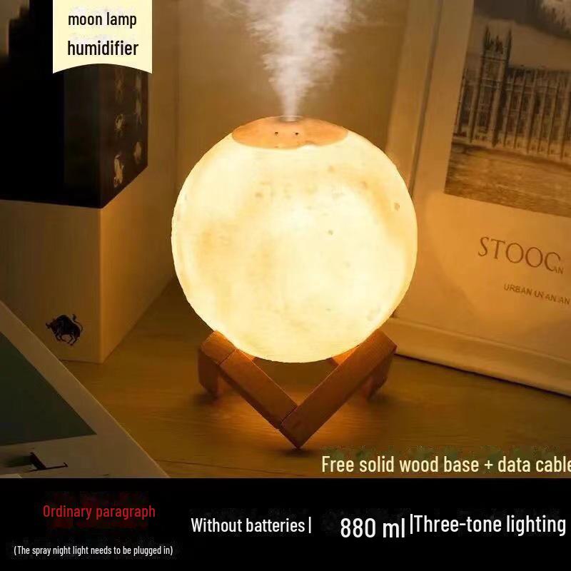 Moon Humidifier: Silent Night Light for Bedroom, Dorm, or Nursery - Ideal for Aromatherapy and Hydration