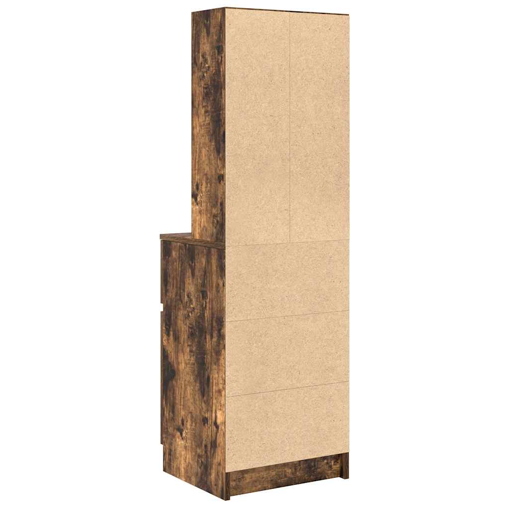 Nightstand Smoked Oak Finish 39 X 35 X 125 Cm Engineered Wood