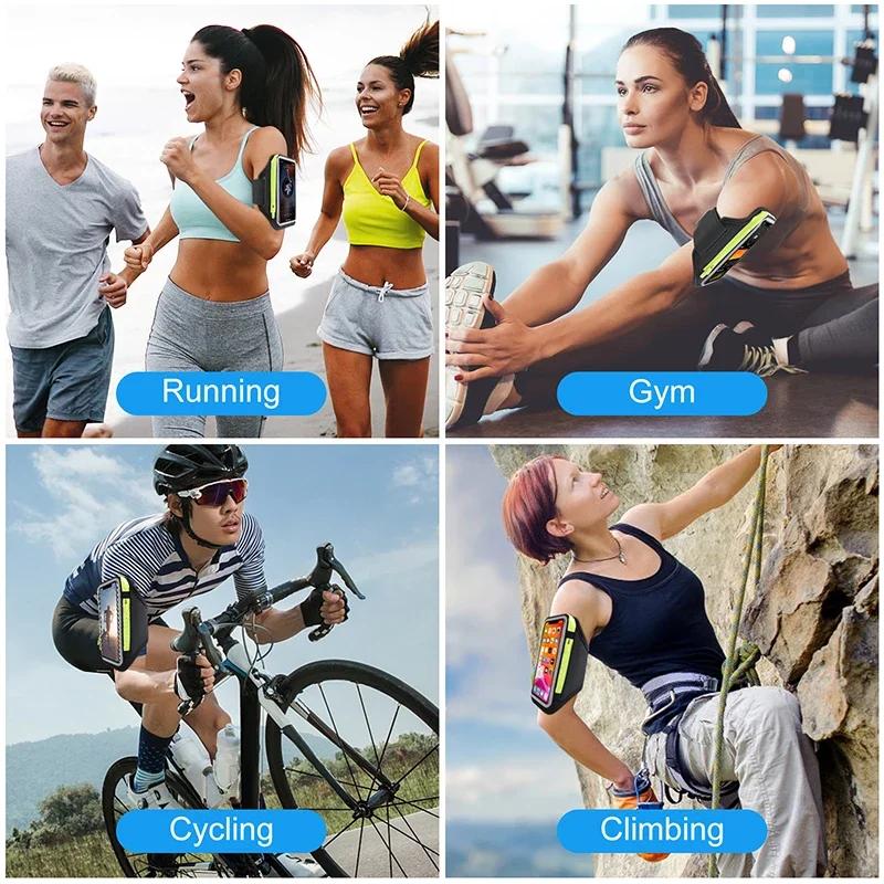 Waterproof Sports Armband Upgrade Zipper Pocket For Iphone 16/15/14/13/12/11 Pro Max Compatible - Running Gym Phone Holder