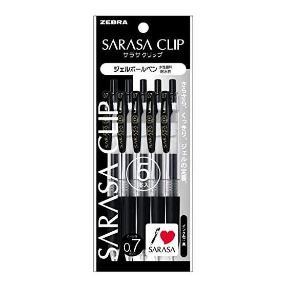 Гелевая шариковая ручка Zebra Sarasa клип 0.7 черная 5 шт. P-JJB15-BK5