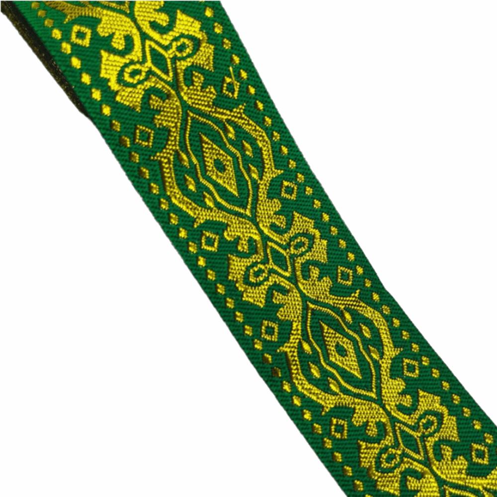 1.3 Inch Wide Jacquard Woven Fabric Ribbon Fringe Trim Flat Gold Gold Glitter Embroidery Ribbon Lace Accessories