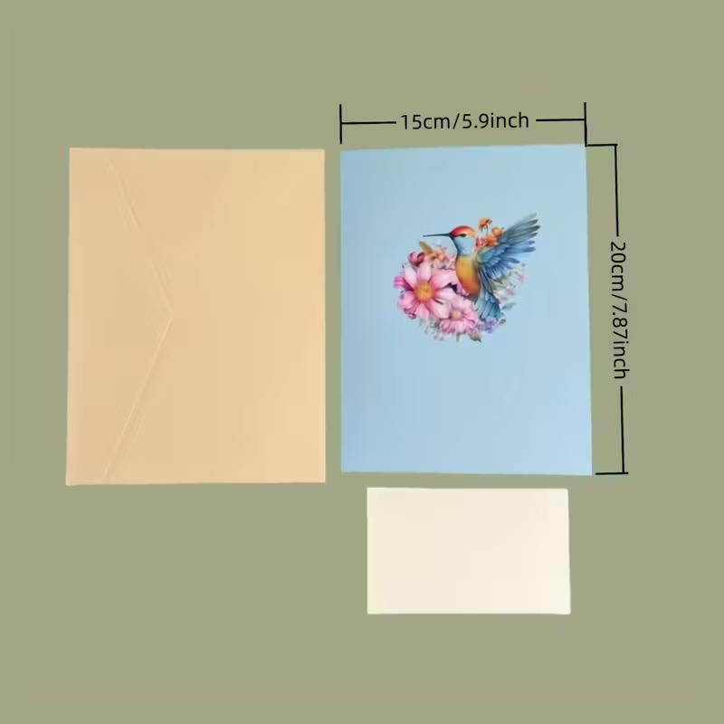 

1Pc 3D Greeting Card with Envelope Cartoon Theme Featuring Floral And Kingfisher Designs for Gifting And Celebrations