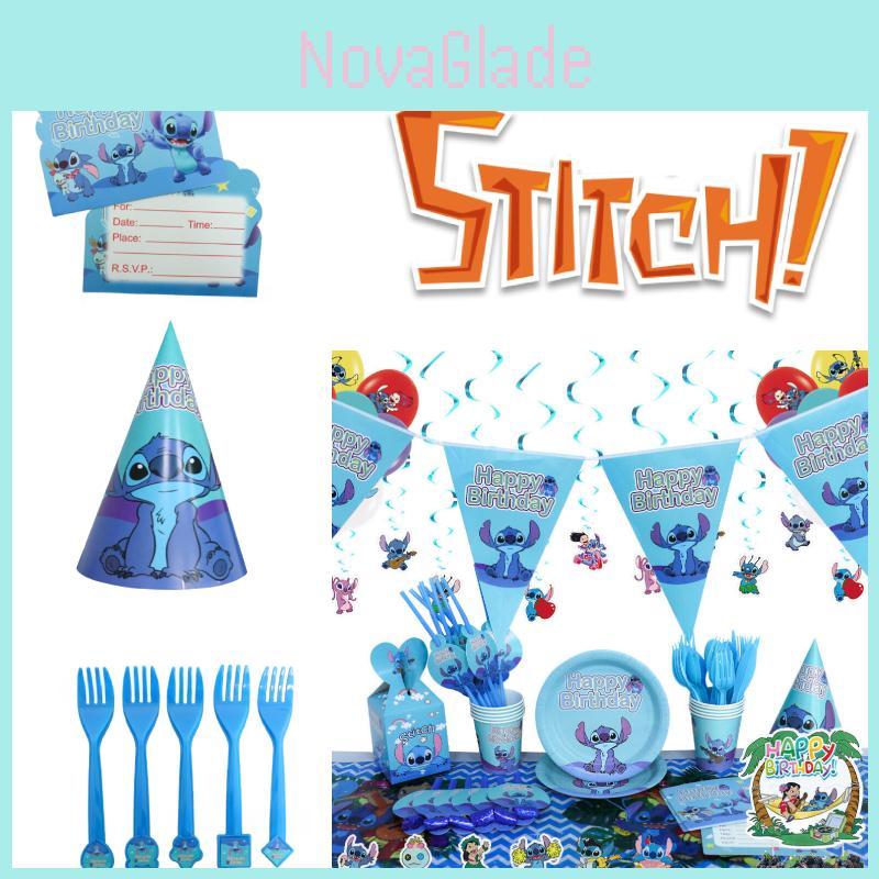 Stitch Theme Party Supplies Set Blue Lilo And Stitch Birthday Decorations