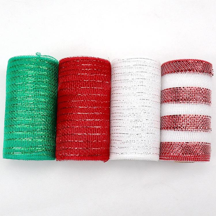 4 Rolls Xmas Tree Decor Christmas Decor Mesh Rolls 10 Yards 5.9 in Christmas Ribbon Holiday Christmas Grosgrain Ribbon for Xmas