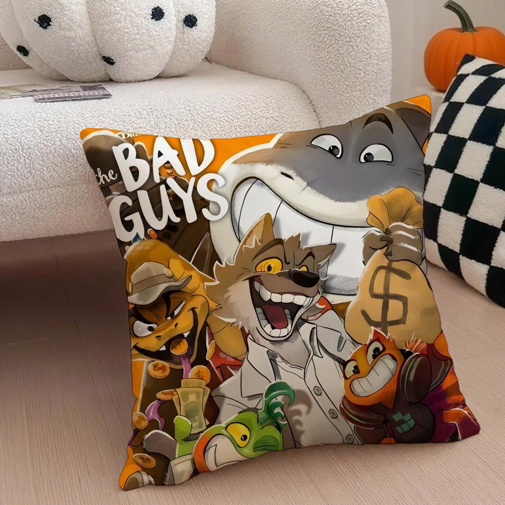 TThe Bad Guys Cushion Cover Throw Pillow Cover Hidden Button Durable Polyester Chair Cushion