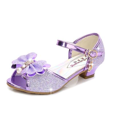 Borboleta-nó Cristal Pérolas Lantejoulas Meninas Crianças Sapatos Brilhantes Médio Grande Princesa Infantil Salto Alto Sandálias Para Festa De Casamento