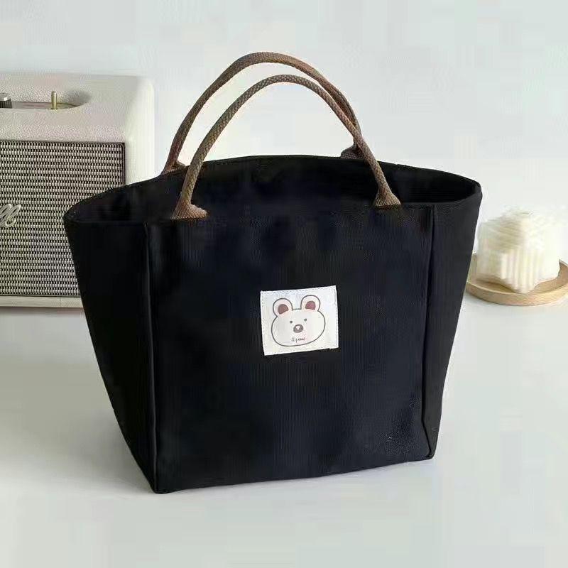 

Japanese Canvas Portable Large Capacity Lunch Bag Picnic Food Bag Family Simple And Versatile Storage Bucket Tote Bag чёрный