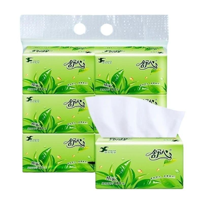 New multi-layer thickened tea flavored toilet paper for household use, large quantities of facial tissue paper, large napkins