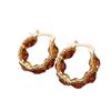 Elegant French Coffee Zircon Round Studs: Autumn/Winter Light Luxury Versatile Earrings