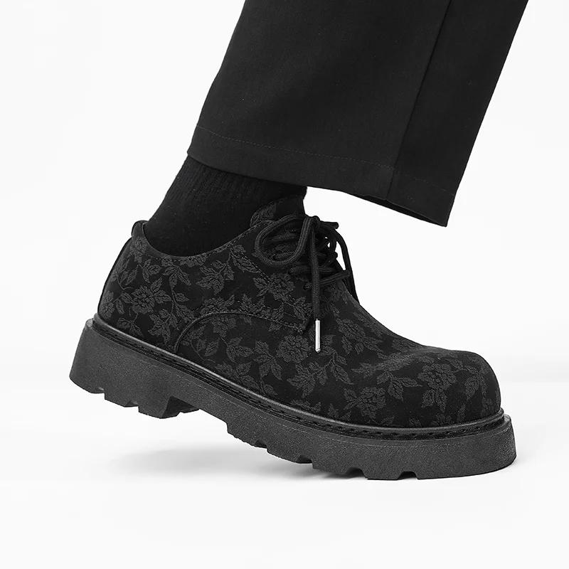 Men Casual Shoes Lace Up British Style Oxfords Print Design High Quality Derby Shoe Fashion Comfortable Outdoor Shoes Male 39-44