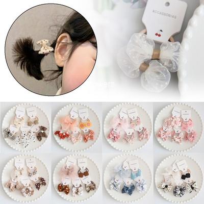 10Pcs Hair Accessories Sweet Elastic Rubber Band Kids Girls Cute Bows Flower Headdress Hair Rope