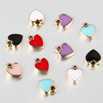 20pcs 8x10mm Alloy Metal Drop Oil Love Heart Enamel Charms KC Gold Pendant for DIY Bracelet Necklace Jewelry Making Wholesale