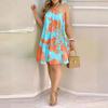 New Summer Printed Off-Shoulder Lace-Up Loose Women's Dress