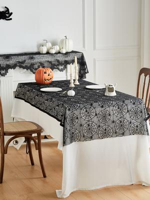 Spider Web Tablecloth for Halloween Party Decorations, 1 Pack Plastic Halloween Table Covers
