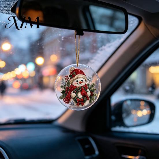 Acrylic Holiday Hanging Ornaments Christmas Ornament, Double Side Printed Santa Pendant for Tree Window, Indoor Outdoor 2D Flat Festive Decor