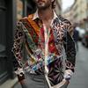 Fashion Long Sleeve Lapel Button Up Plus Size Shirt Men 3d Print Blouse