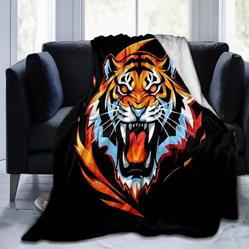 1pc Domineering Tiger Home Decor Blanket Gift for Room Bedroom,Living Room, Travel, Camping, Car Blankets