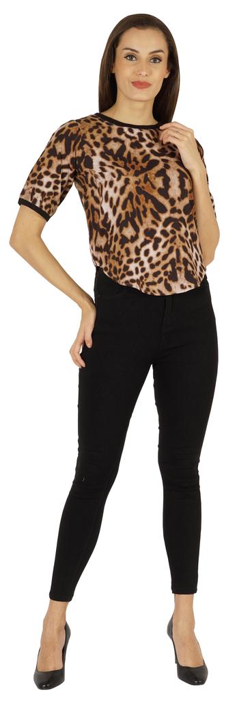 Inkmeso Rundhals Lässige T-Shirts Für Damen Bedruckt Normale Passform High-Low Saum