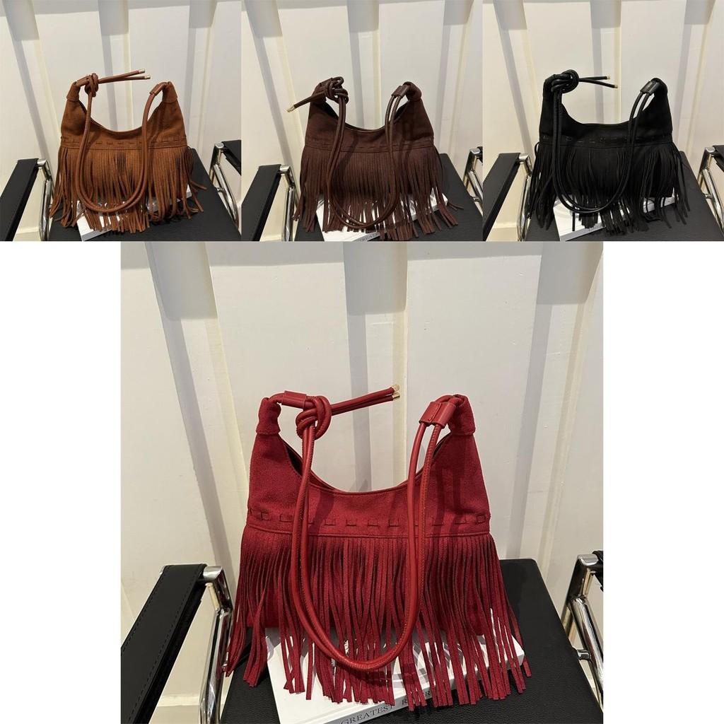 Borsa Tote da Donna Vintage Elegante con Frange Grande Capacità Borsa a Mano Chic per Tutti i Giorni