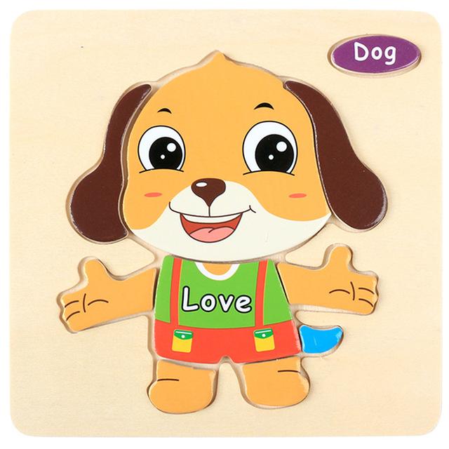 15x15cm Baby Wood Jigsaw Puzzle Board Game Cartoon Animal 3d Puzzle Montessori Educational Learning Wooden Toys for Children