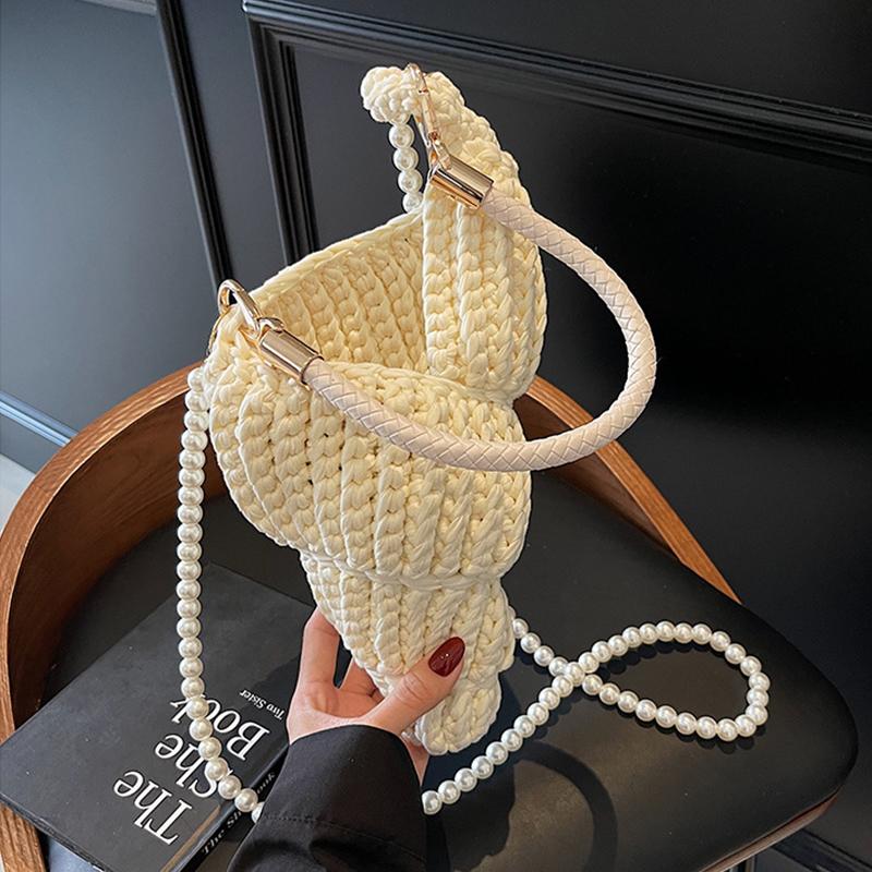 Fashion Hand-woven Conch Shell Bag Luxury Pearl Chain Crossbody Bag High-quality Beach Holiday Bags Women Cute Seashell Handbag