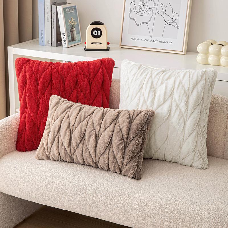 Pletený Kroucený Polštář Jednoduchý Trojrozměrný Imitace Králičího Sametu Povlak na Polštář Plyšový Vyšívaný Noční Stolík Pohovka Povlak na Polštář