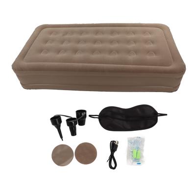 Aufblasmatratze Erhöhung Feuchtigkeitsbeständigkeit Luftbett mit eingebauter Lithium-Elektropumpe für Outdoor-Camping Khaki