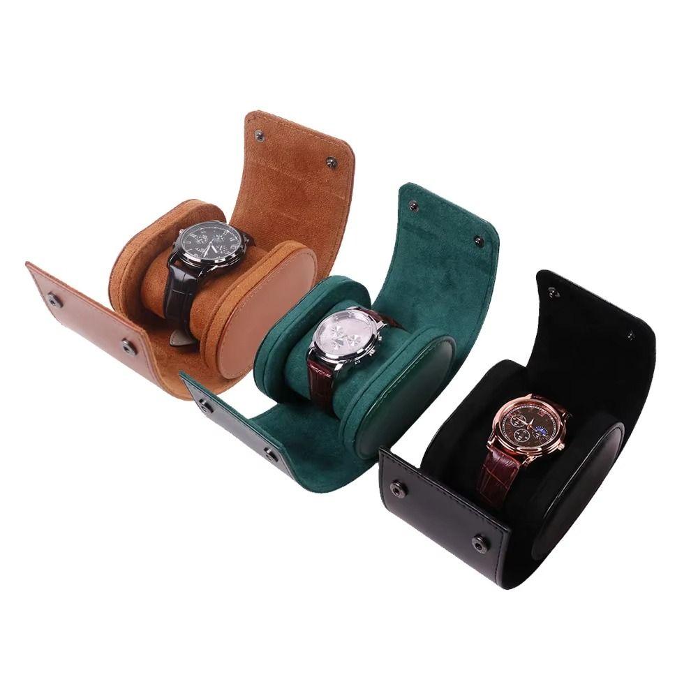 Vintage Leather Watch Roll Travel Case Single Watch Watch Bag Wristwatches Protection