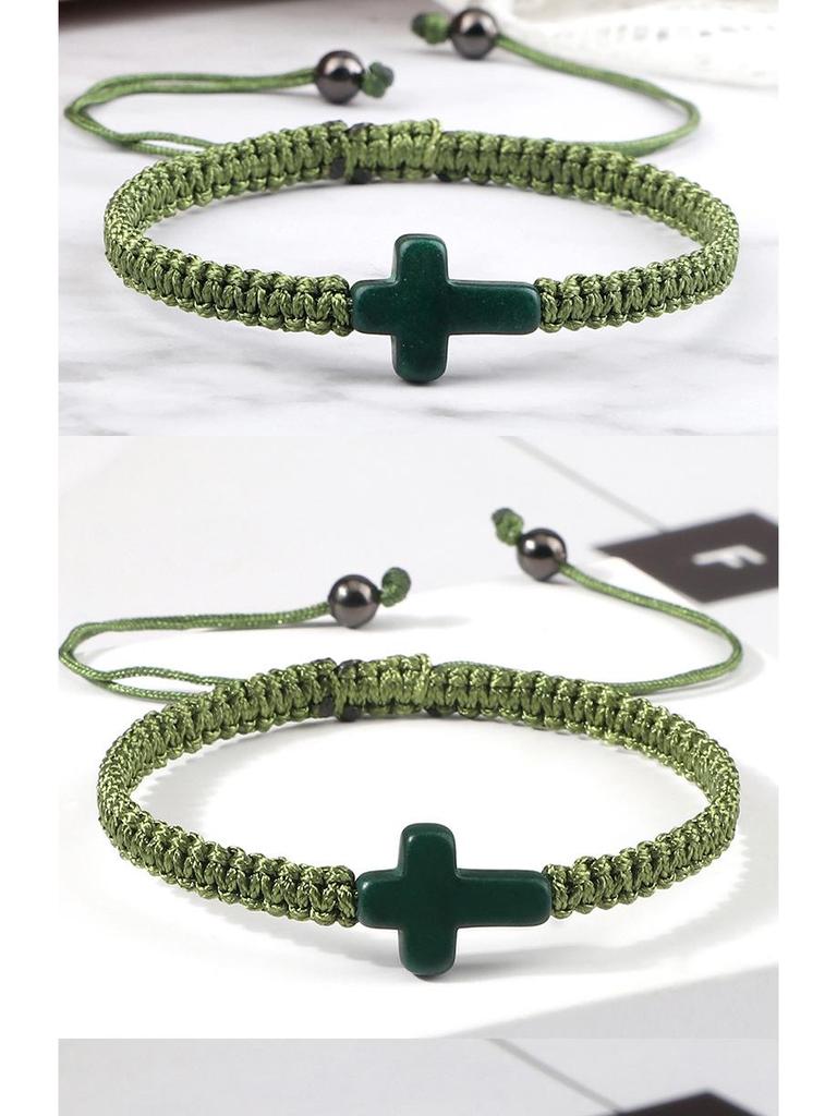 Green and Turquoise Twisted Bow Hand-Woven Bracelet