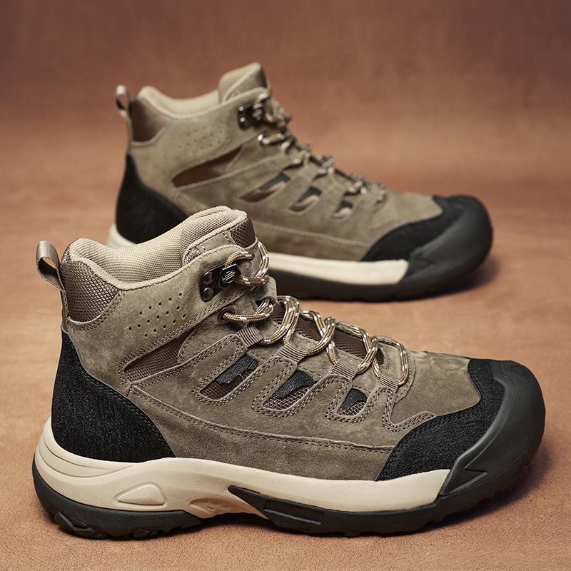 Fashion 2024Men Platform Designer Boots Fashion Desert Genuine Leather Boot New Comfy Non-slip Hiking Shoe High Top All-match Work Boots