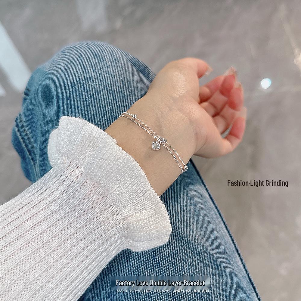 Elegant S925 Sterling Silver Dual Heart Bracelet - Chic, Modern, and Versatile