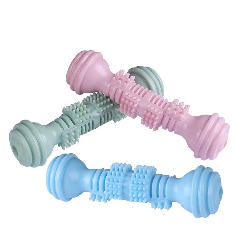 New Pet Chew Toy Dumbbell Dog Bite Toy Teething Stick Training Interactive Dog Toothbrush Toy (Pink,14.7*4.1cm) розовый