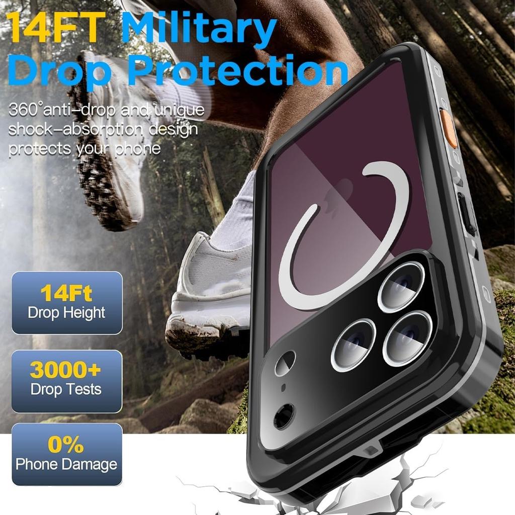 Case For iPhone 18 Pro 17 Air 16 17e 16e 15 14 Plus 13 Pro Max IP68 Diving Waterproof Clear Magnetic Dustproof Protection Cover