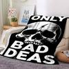 1pc ONLY BAD IDEAS Soft Warm Throw Blanket Nap Blanket For Couch Sofa Office Bed Camping Travel,Comfortable