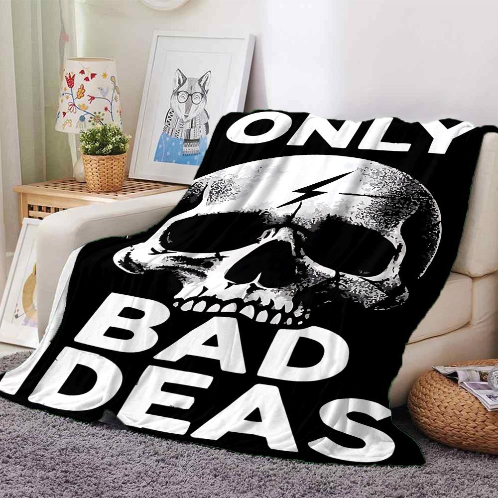 

1pc ONLY BAD IDEAS Soft Warm Throw Blanket Nap Blanket For Couch Sofa Office Bed Camping Travel,Comfortable 80cmx120cm