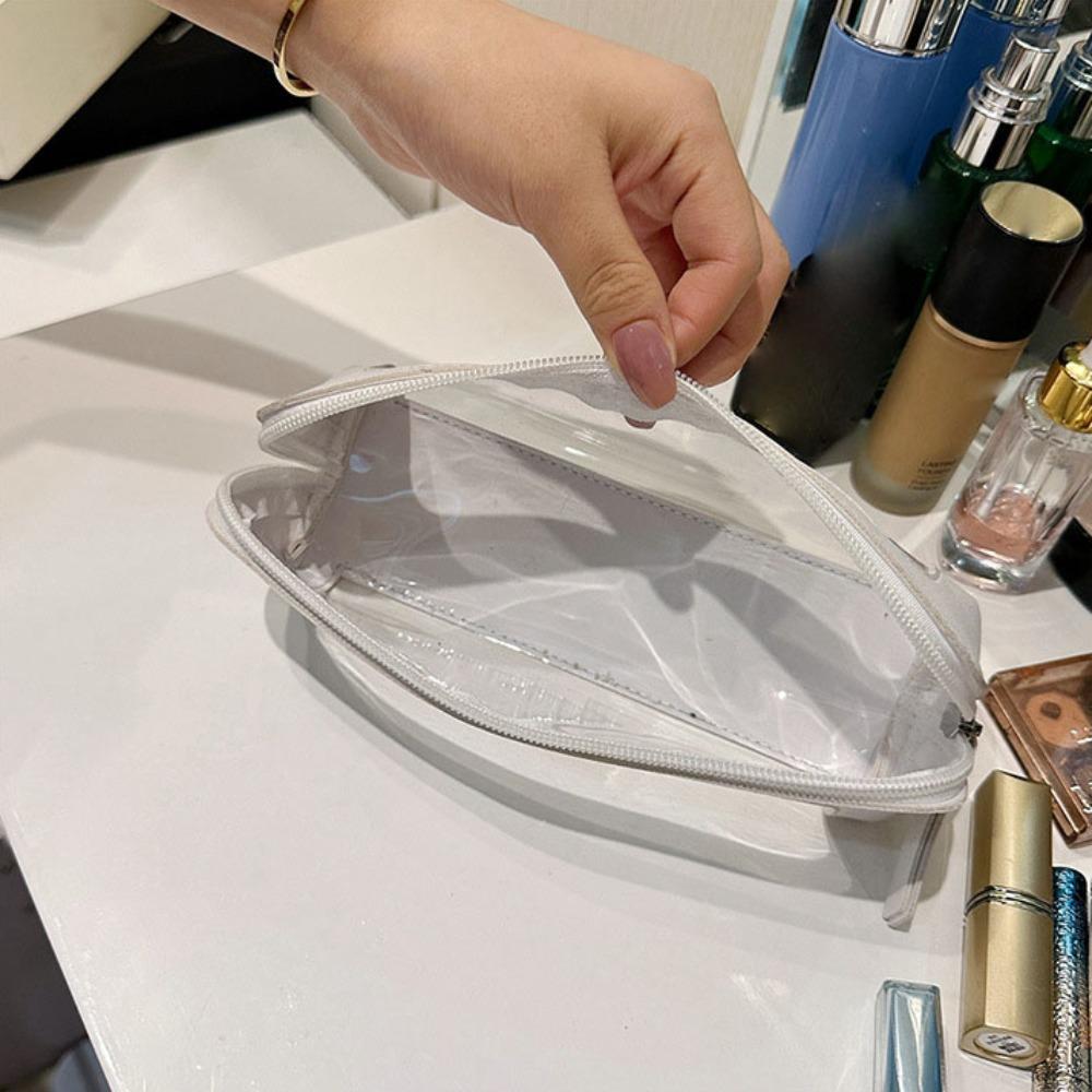 

Сумка для хранения кистей для макияжа из искусственной кожи, сумка для карандашей для бровей на молнии, портативная косметичка для дома/путешествий белый