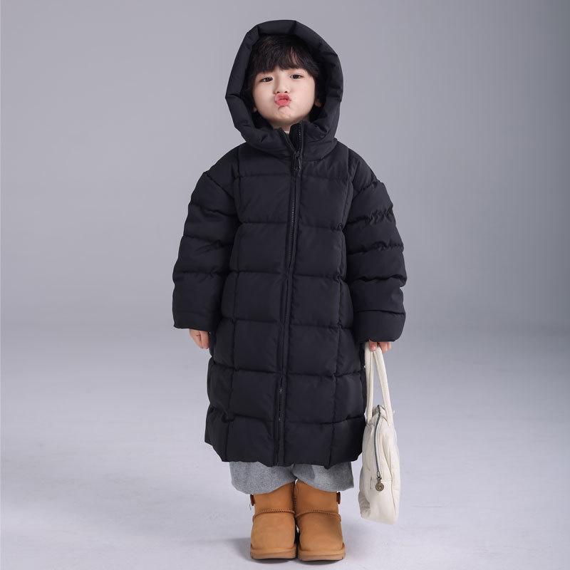 Children's Down Coats New Boys Girls Thickened Hooded Jackets Winter Kids Warm Long Outerwear Teenager Autumn Clothing 4-10Y