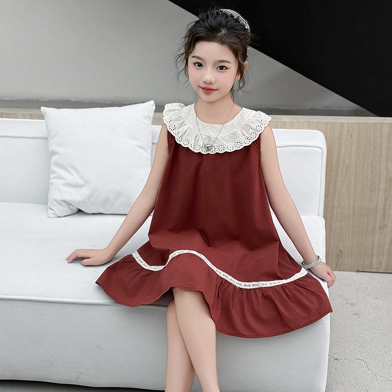 Girls' dress summer new Korean version CUHK children's college style fashionable and western-style navy collar princess dress