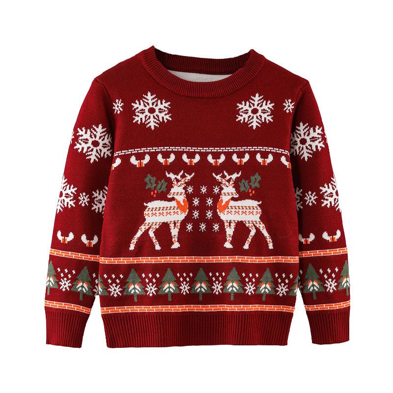 Dětský vánoční svetr Elk 2023 podzim/zima pletený svetr pro chlapce a dívky