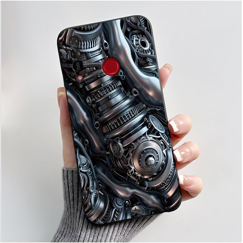 Phone Case For Itel S15/S15 Pro Candy Color Jelly Soft Shockproof Black Cover Trendy Style Painted Pattern Casing
