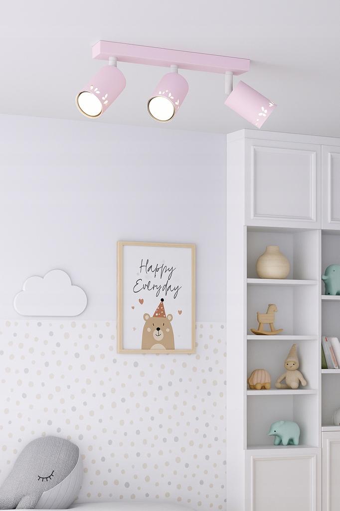 Dziecięca lampa sufitowa plafon spot dla dziewczynki led gu10 motylki różow