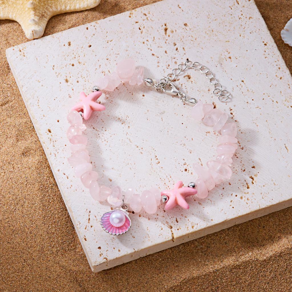 Bohemian Imitation Shell Gravel Beads Bracelet for Women Handmade Irregular Crush Stone Starfish Bracelet Summer Beach Jewelry
