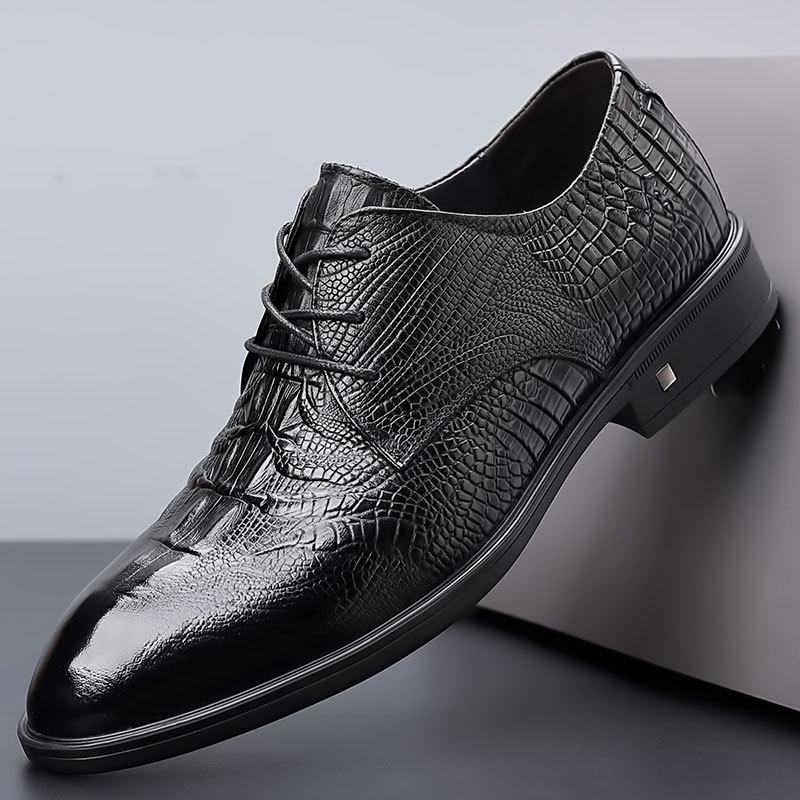 Strictly selected men's casual leather shoes crocodile pattern fashion platform leather wedding shoes British style business dress Wenzhou men's shoes