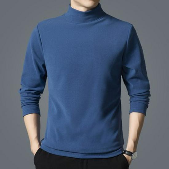 Woodpecker Men's Double-Brushed Long Sleeve Semi-High Collar Top for Autumn/Spring