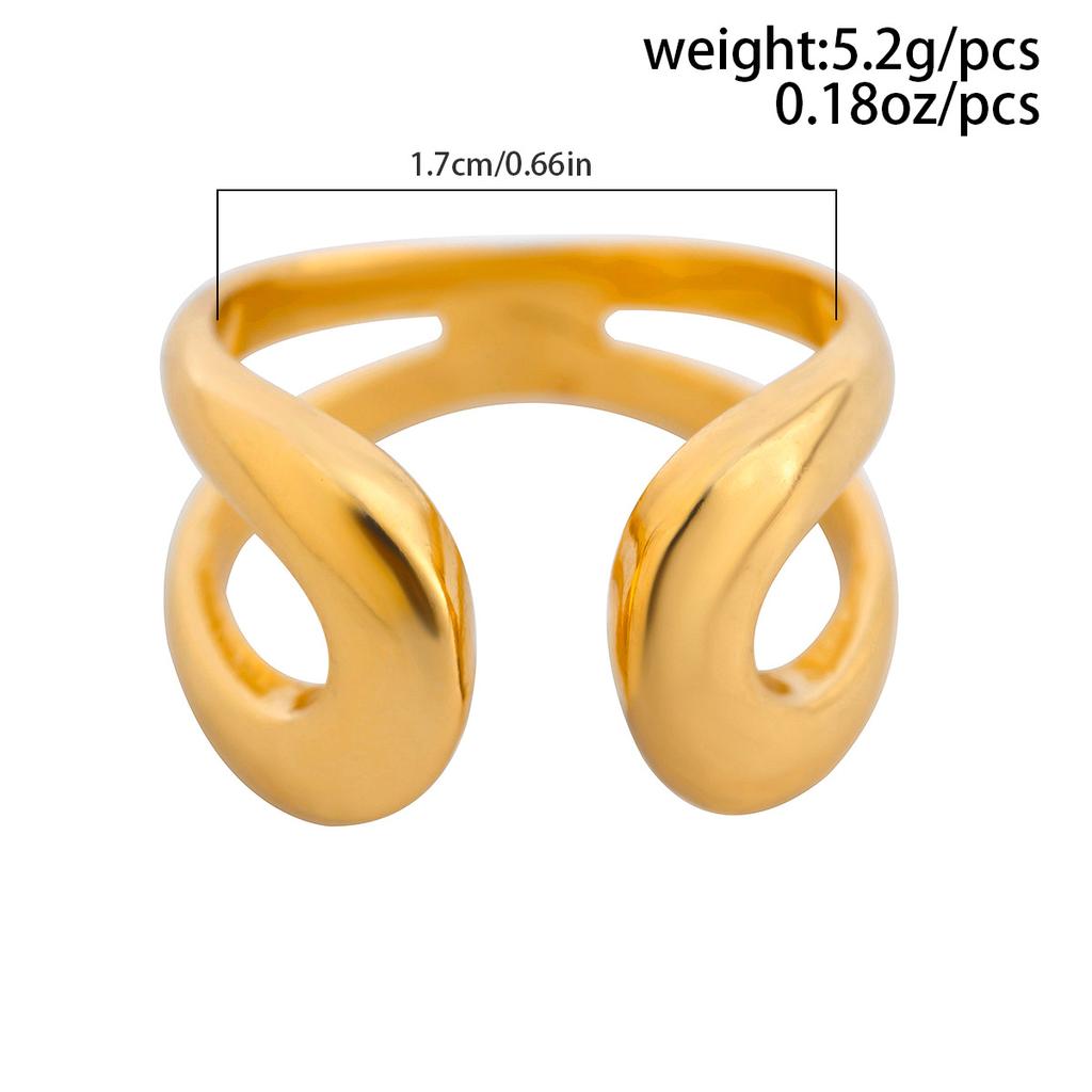 Ins Liquid Lava Metal Curved Ring Female Folded Smooth Hug Open Ring Set