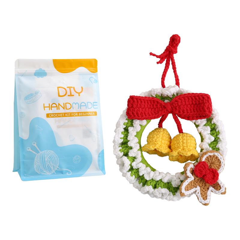 Christmas festive atmosphere decoration car hanging hand-knitted small biscuit car hanging DIY material pack crochet car hanging
