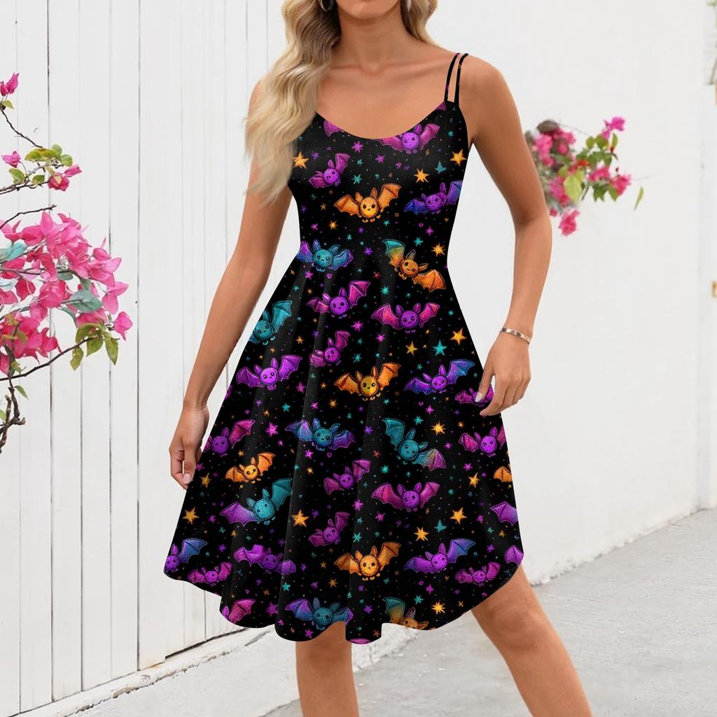 Kvinners Halloween-trykk Sexy Off-The-Shoulder Punk Vintage Kjole